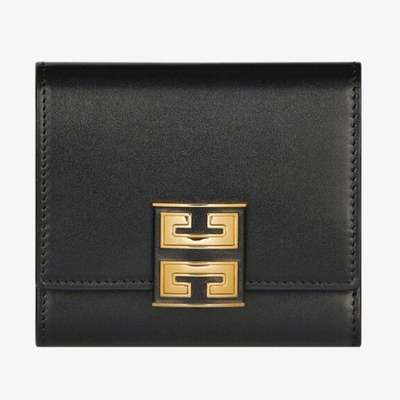 New Givenchy 4G Wallet in Black Leather Compact Trifold - Picture 1 of 15